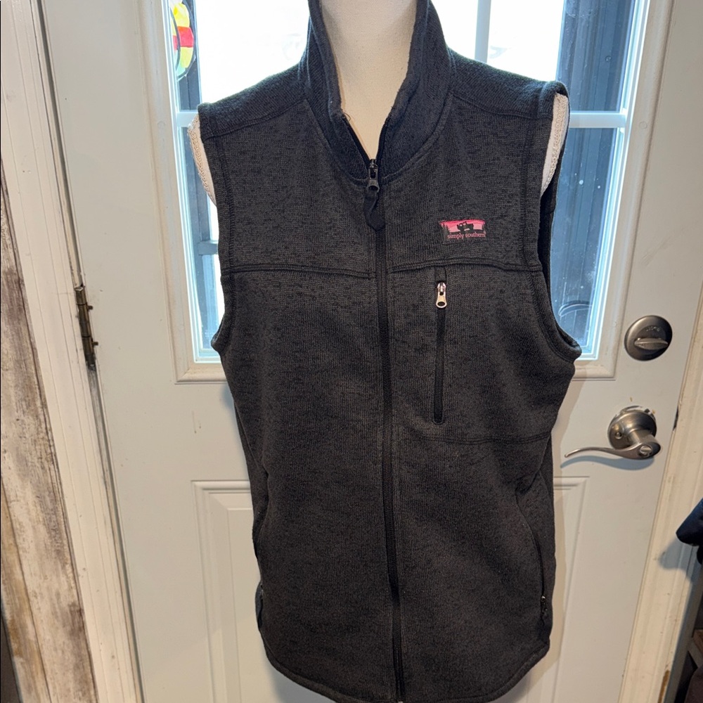Simply Southern Charcoal Vest with Pink Logo